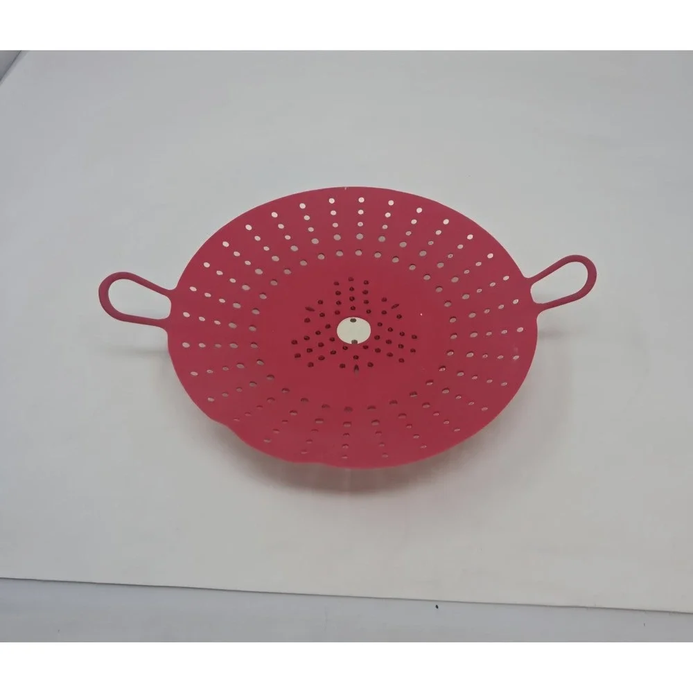 Chef'n VeggiSteam Silicone Vegetable Steamer Basket 9 Inch Red with‎ Handles